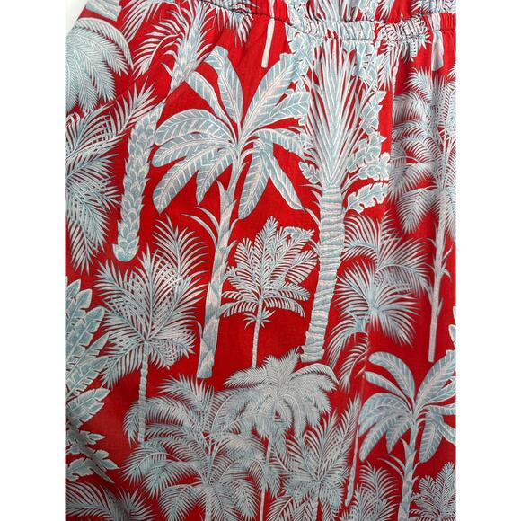 Talbots 2000s Red Cotton Sleeveless Palm Tree Print Sundress – Size 14 - Picture 4 of 9